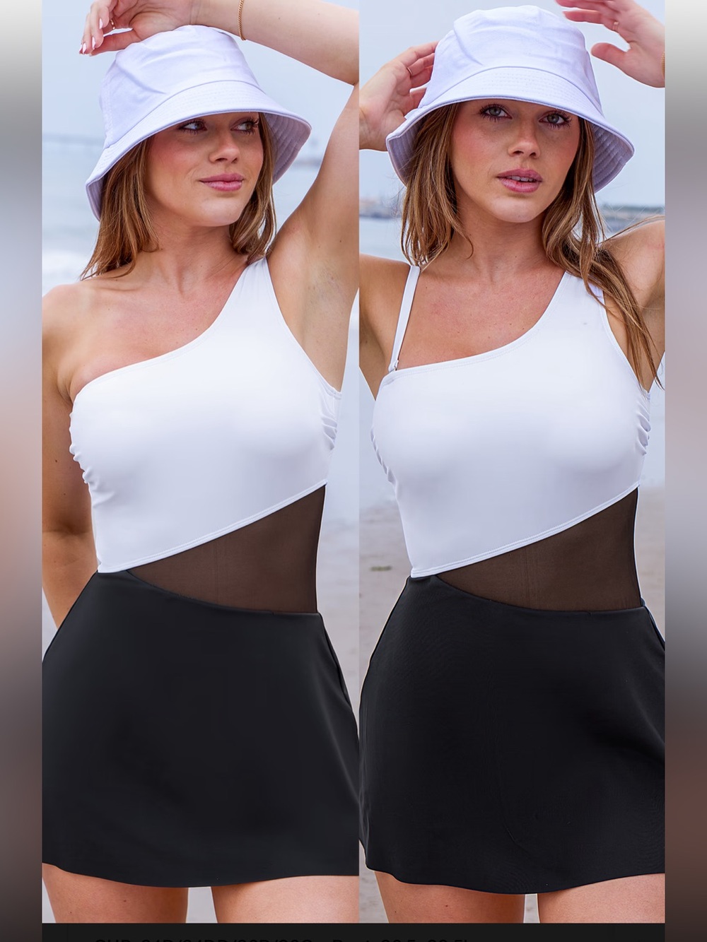 Cupshe Asymmetrical Colorblock Convertible Swim Dress Medium